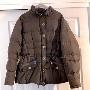 Alaska Frontier chocolate brown down feather puffer jacket!